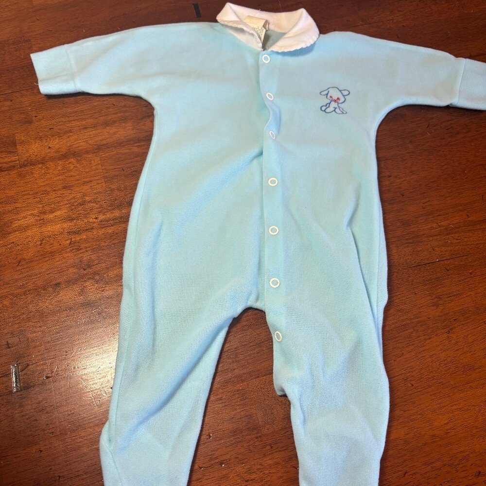 Vintage Alexis Baby Blue Footie - 10-13 lbs